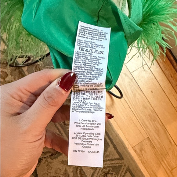 J. Crew Collection Crepe Feather Trim Green Sleeveless Lined Sz M Dress NWT - Picture 10 of 14